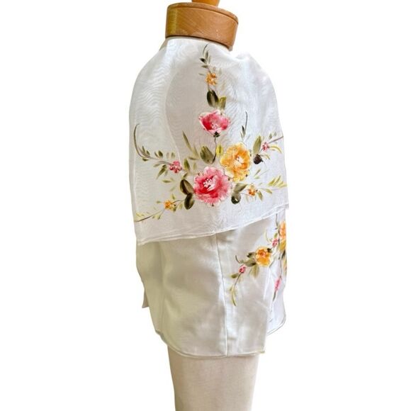 Raffaella Vintage Hand-Painted Floral Sheer Blouse size M - Picture 4 of 6